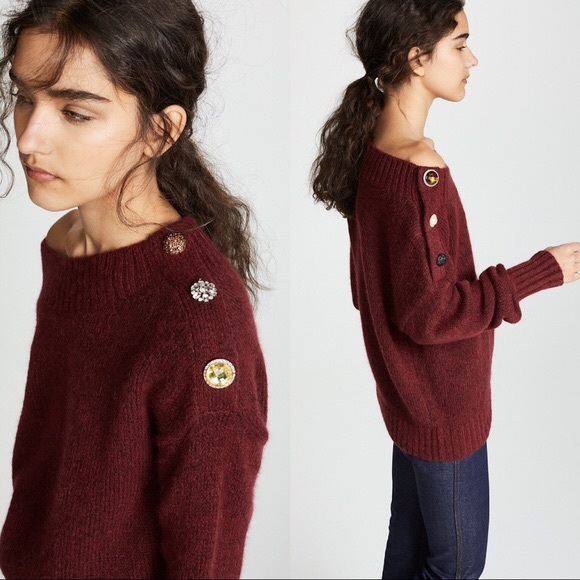 NWT $495 Veronica Beard Chase Button Detail Sweater Pullover - Picture 5 of 8